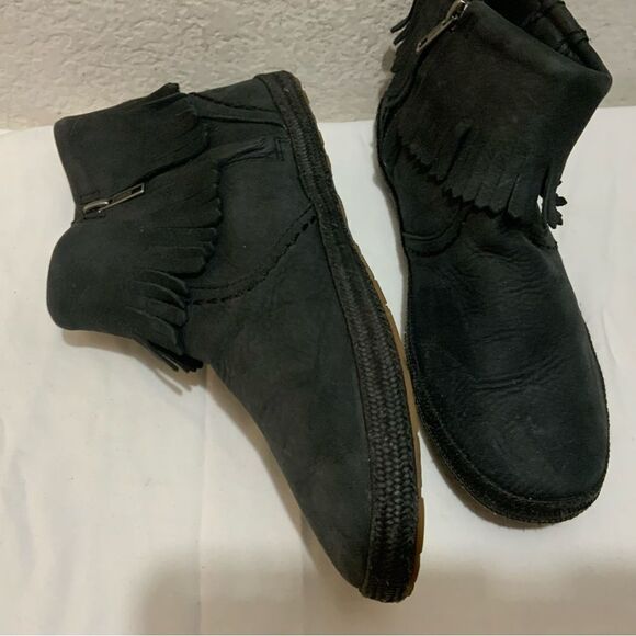 UGG Tiana Fringe Ankle Booties Leather Side Zip Casual 1005454 Womens 8 - Picture 5 of 13